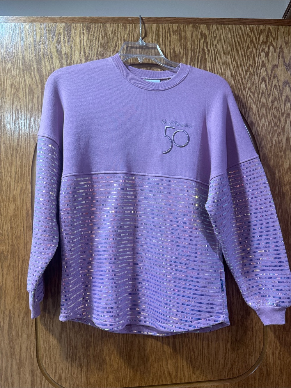 Disney Pinkish-Purple Sequin 50th Anniversary Crewneck Sweatshirt